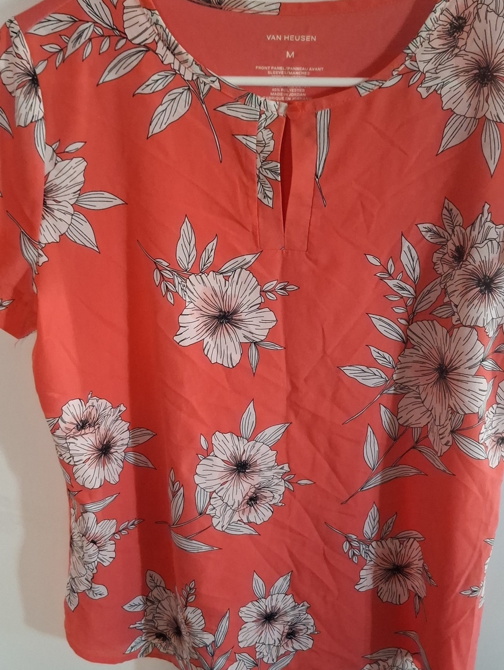 Van Heusen Coral Floral Short-Sleeve Scoop Neck Top